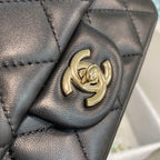 Chanel Pearl logo strap Flap Bag Black