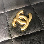 Chanel Runway Black lambskin Leather Diamond Cut Bag