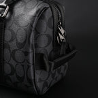 Coach Signature Duffel Bag – Black Monogram Canvas with Leather Trim