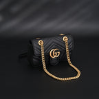 Gucci GG Marmont Small Matelassé Shoulder Bag – Black Leather with Gold Hardware