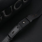 Gucci Black Leather Embossed Logo Belt Bag