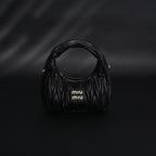 Miu Miu Matelassé Leather Hobo Bag – Black with Gold Hardware