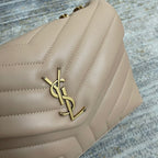 YSL Small Loulou 23 Beige Leather Gold 23x17x9cm